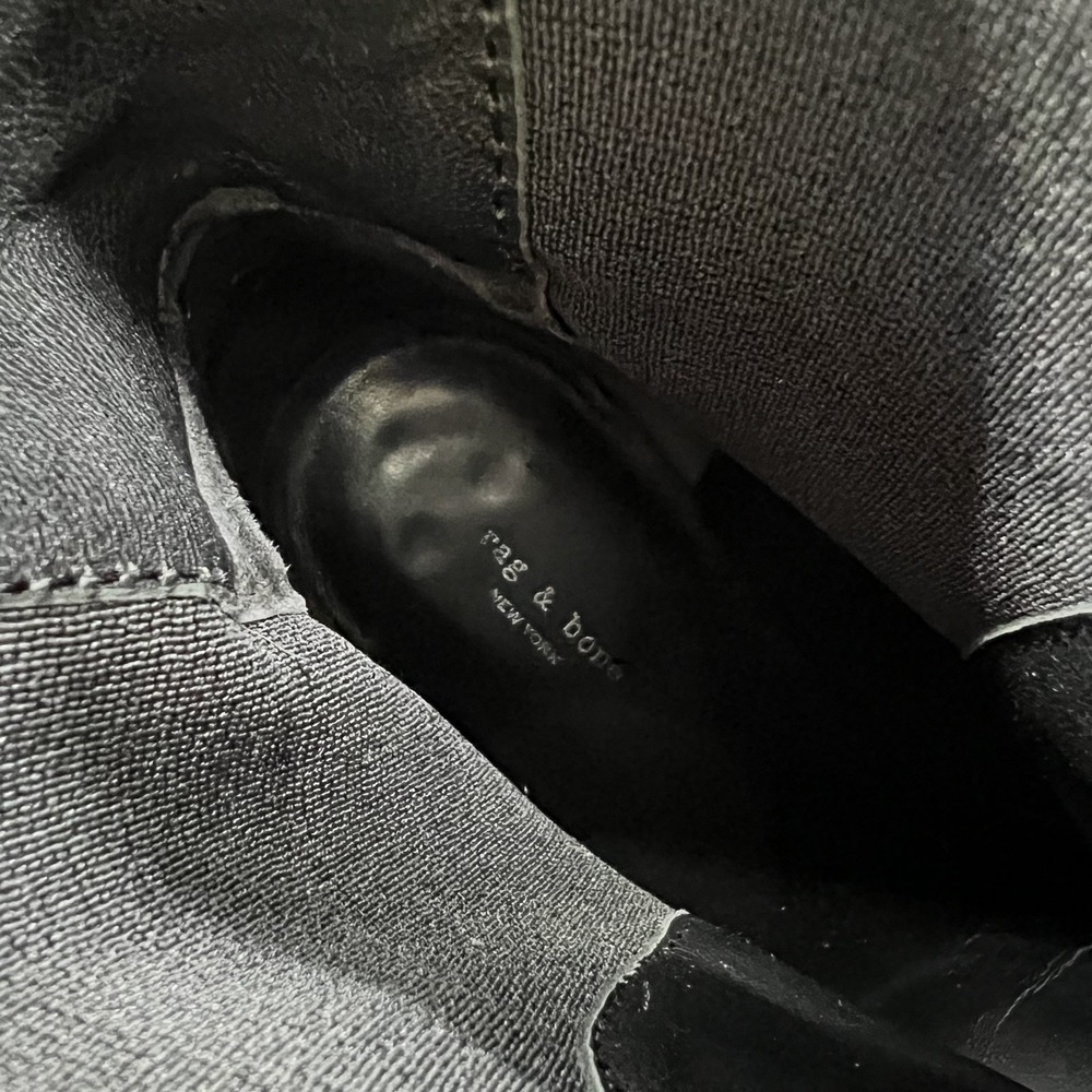Rag & Bone Shiloh Boot Size 40 US 10 Black Leather Lug Sole Chelsea Ankle Bootie - Picture 8 of 14